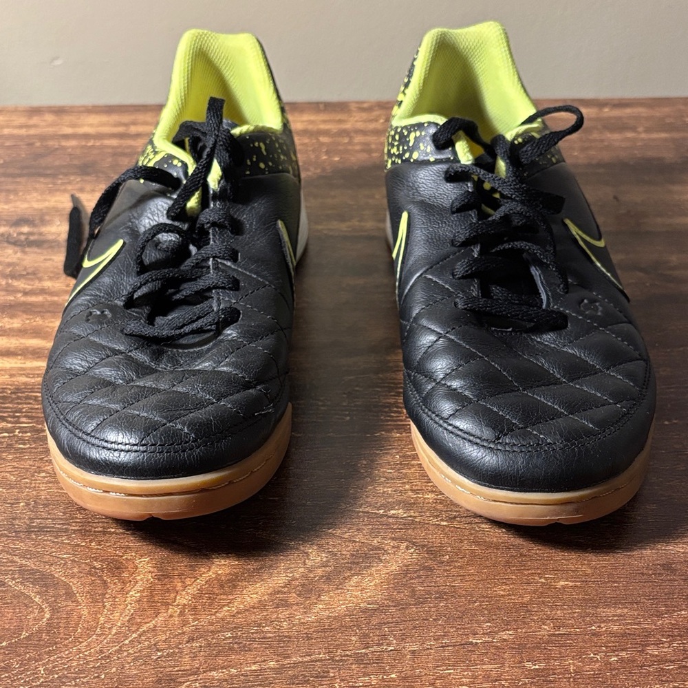 Nike Black and Neon Yellow Soccer Shoes